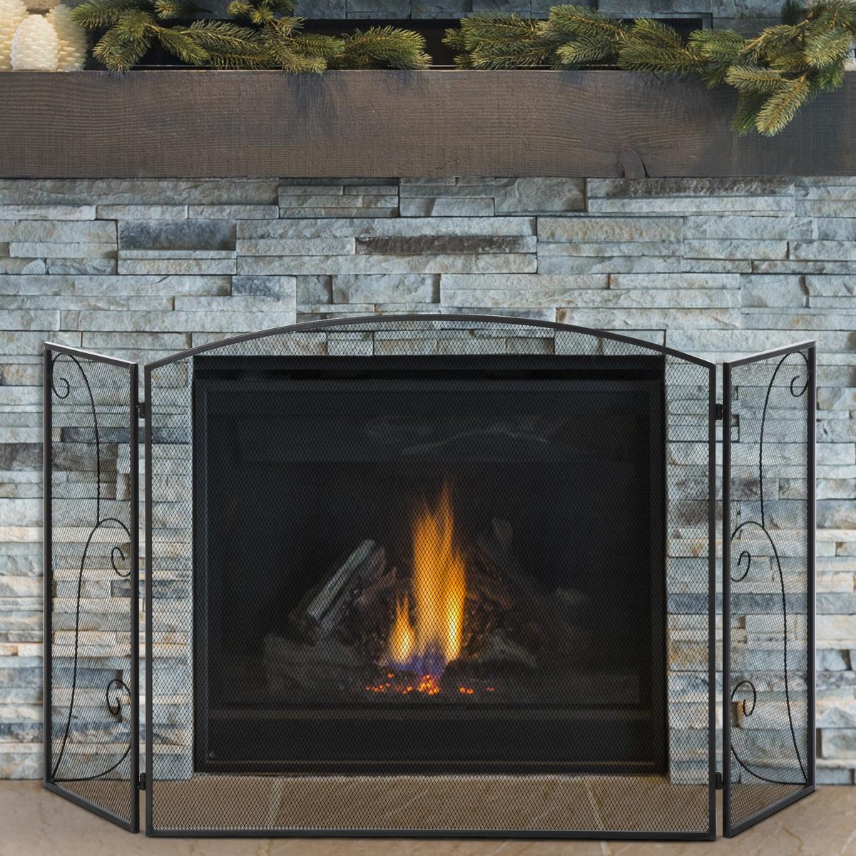 KAMINGITTER, für Wohnzimmer, Metall, Schwarz 132,5 x 76,5cm - Schwarz, Metall (1.5/76.5/132.5cm) - HOMCOM