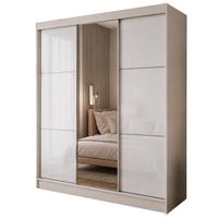 SCHWEBETÜRENSCHRANK Viva 180/216/61 Kaschmir mit Lacobel-Glas - Kaschmir, Holzwerkstoff (180/216/61cm) - Beautysofa