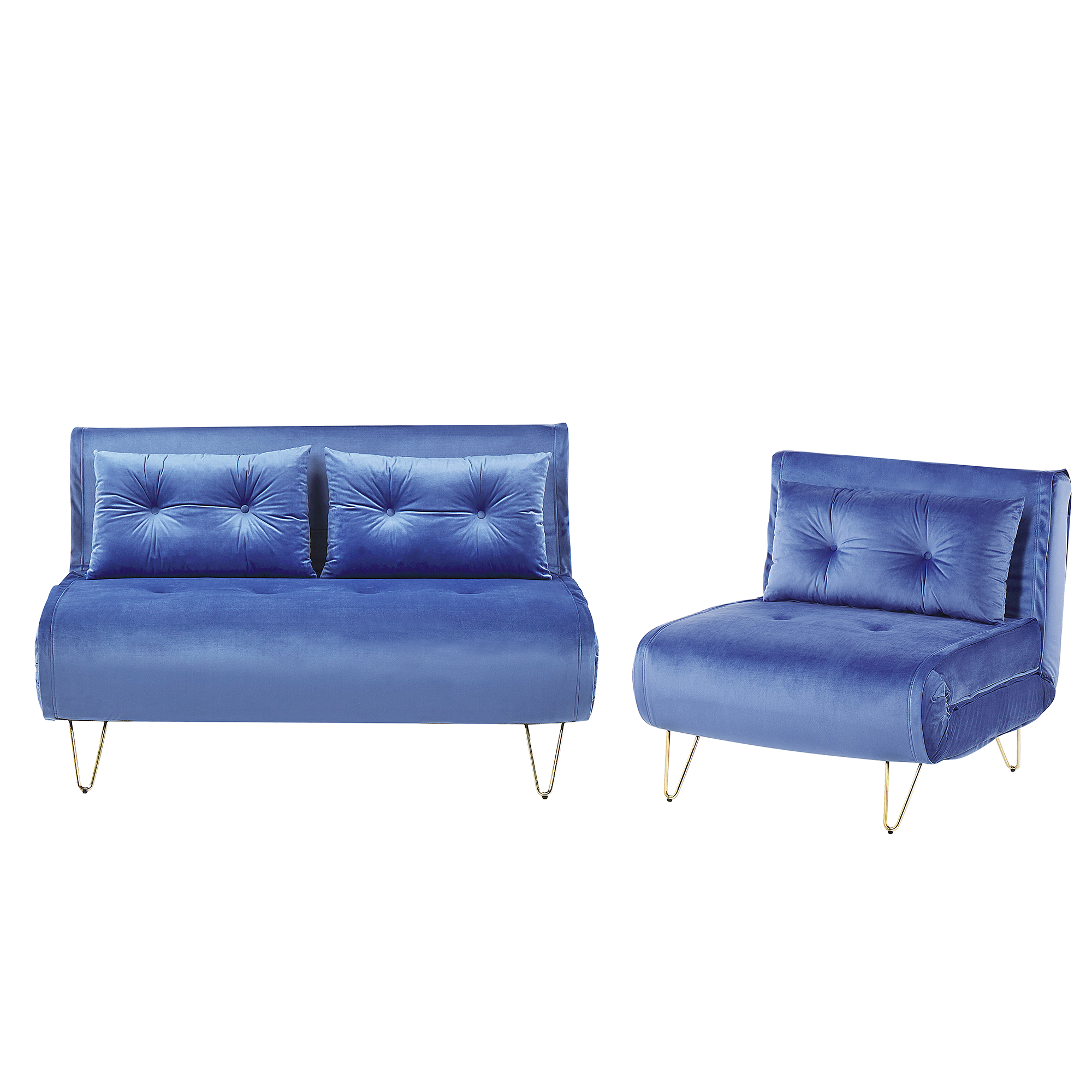 3-SITZER SOFA SET Samtstoff Blau Vestfold - Blau, Textil (130/81/78cm) - Beliani