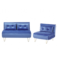 3-SITZER SOFA SET Samtstoff Blau Vestfold - Blau, Textil (130/81/78cm) - Beliani