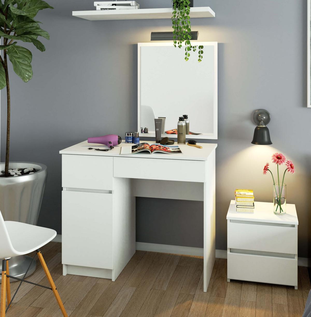 SCHMINKTISCH mit Spiegel - Weiß, Holzwerkstoff (90/142/50cm) - RAUMHIRSCH FURNITURE