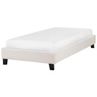 POLSTERBETT Beige-Dunkler Holzfarbton 90-200 cm Roanne - Beige/Dunkelbraun, Textil (90/200cm) - Beliani