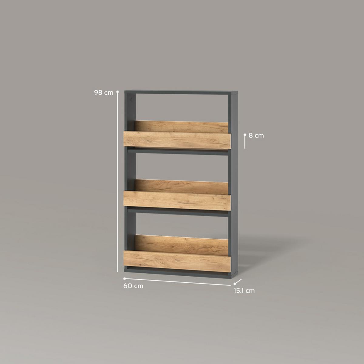 WEINGLASREGAL Regusa Goldkraft Eiche/Anthrazit 60 x 98 cm - Honigeiche/Anthrazit, Holzwerkstoff (60/98/15.1cm) - Livinity®
