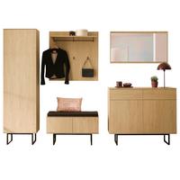 GARDEROBE-SET Stone Eiche 6-teilig 283 cm, Komplettset mit viel Stauraum - Eichefarben/Schwarz, Holzwerkstoff/Metall (283/200/40cm) - Furn.Design