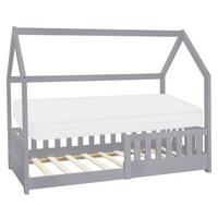 KINDERBETT mit Dach und Matratze 80x160 cm Hellgrau - Hellgrau, Holz (80/160cm) - ML-DESIGN