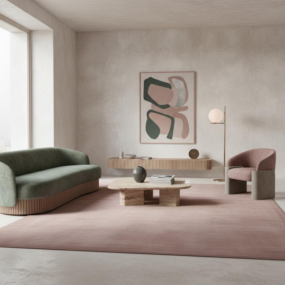 TEPPICH Kurzflor Waschbar LECH in Rosa, einfarbig, 80 x 250 cm - Rosa, Textil (250/80cm) - KADIMA DESIGN