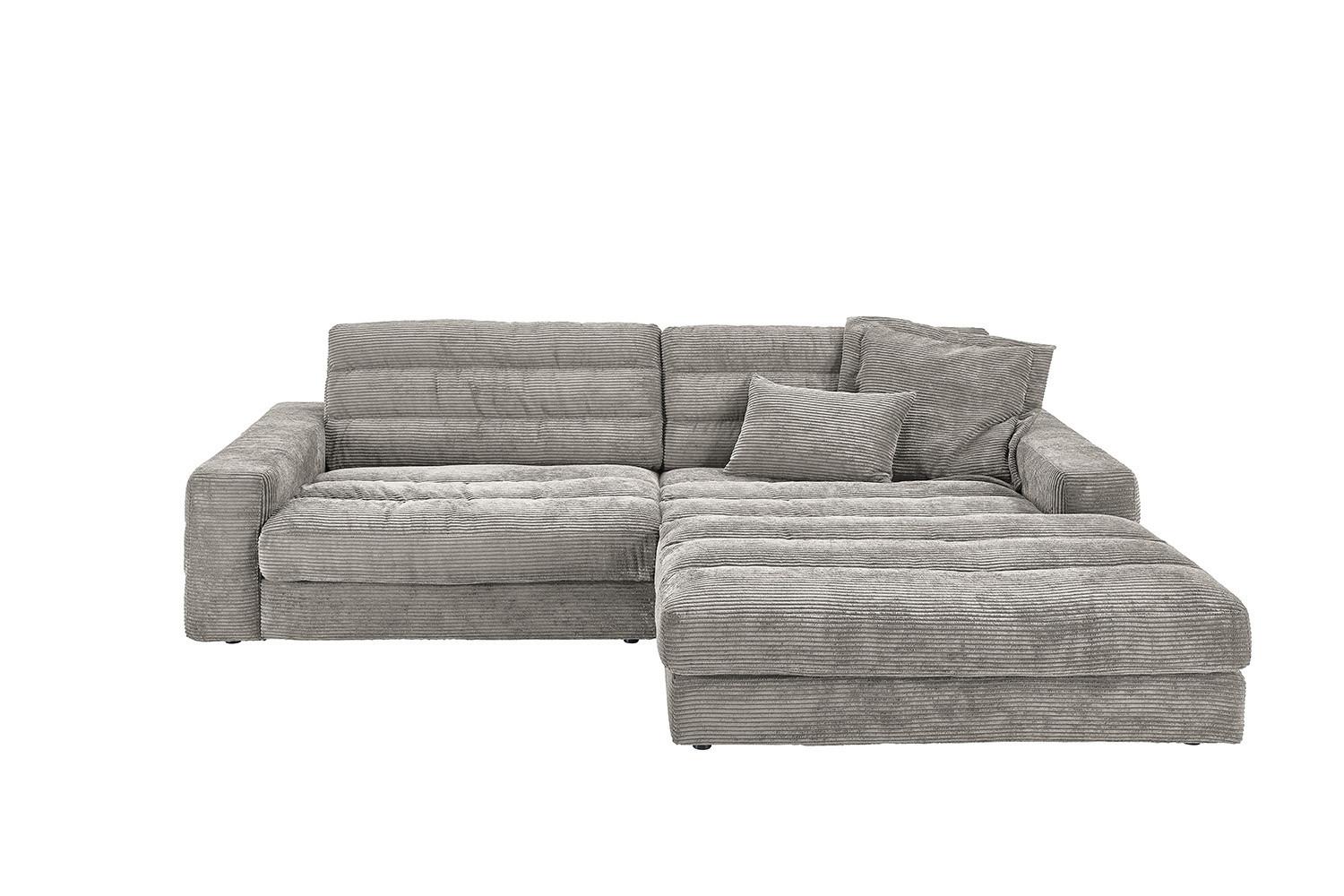 ECKSOFA LANA SOFA Steingrau Cord - Greige/Schwarz, Textil (296/205cm) - KAWOLA