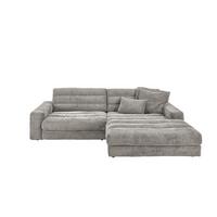 ECKSOFA LANA SOFA Steingrau Cord - Greige/Schwarz, Textil (296/205cm) - KAWOLA
