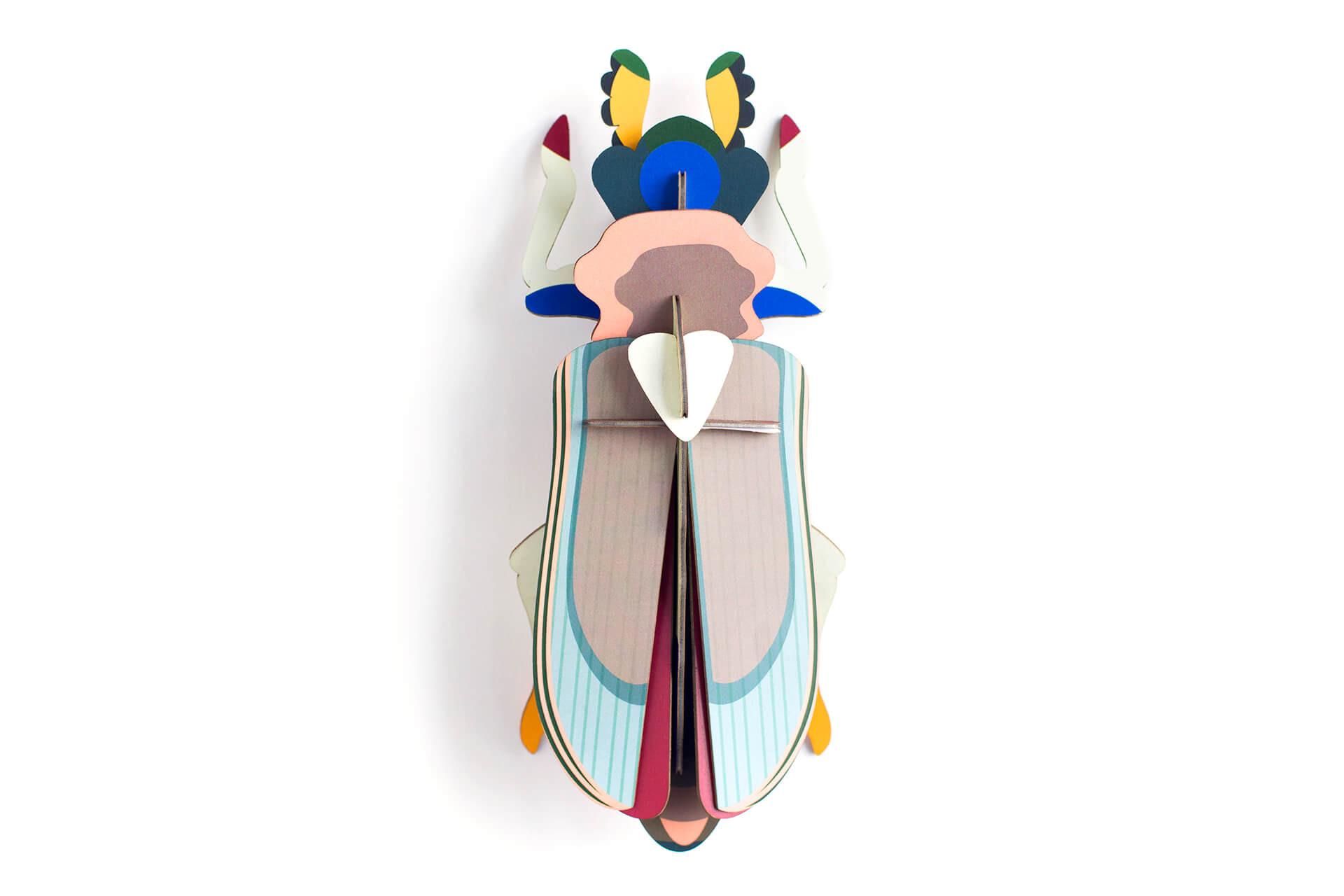 WANDDEKO Tigerkäfer 11/7 cm - Blau/Pink, Wellpappe (11/7/27cm) - Studio Roof