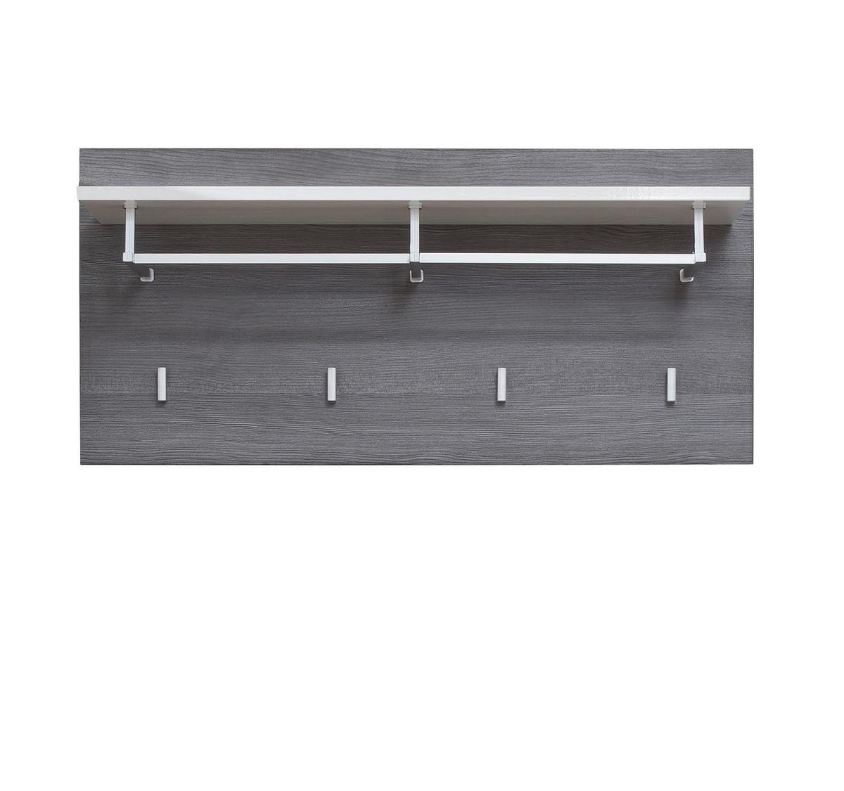 GARDEROBENPANEEL Hochglanz weiß, Sardegna grau, Wandgarderobe 80 x 40 cm - Weiß Hochglanz/Grau, Holzwerkstoff (80/40/28cm) - Top.Furn