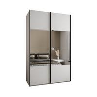 SCHWEBETÜRENSCHRANK 245,5/160/64 2-türig - Schwarz/Weiß, Holz/Metall (160/245/64cm) - Abiks Möbel