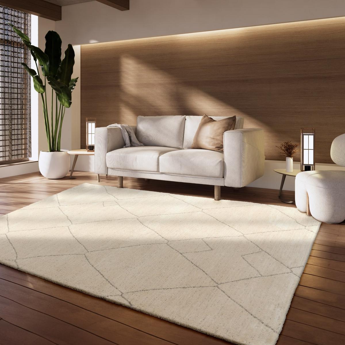 KURZFLORTEPPICH, mit Bogenlinienmuster, Natur, 120 x 170 cm - Naturfarben, Textil (170/120cm) - KADIMA DESIGN