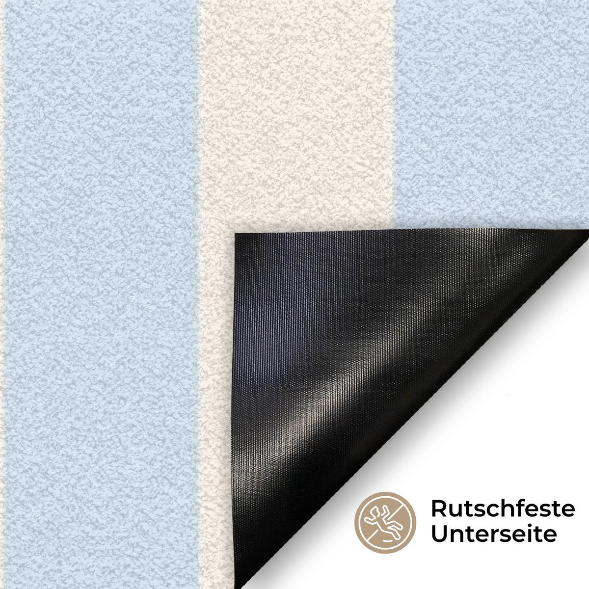 FUSSMATTE Orange – Blau – Streifen – Cheers 90x60 cm - Hellblau, Kunststoff (90/0.4cm) - MuchoWow