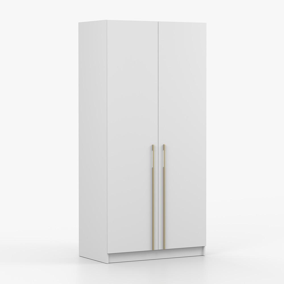 DREHTÜRENSCHRANK ROSA II 2D 100/210/55, 2-türig, weiß - Goldfarben/Weiß, Holzwerkstoff (100/210/55cm) - imoebel24