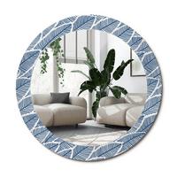 SPIEGEL Rund Ø 70 cm mit Aufdruck - Blau, Glas (70/70/0.4cm) - Wallfluent