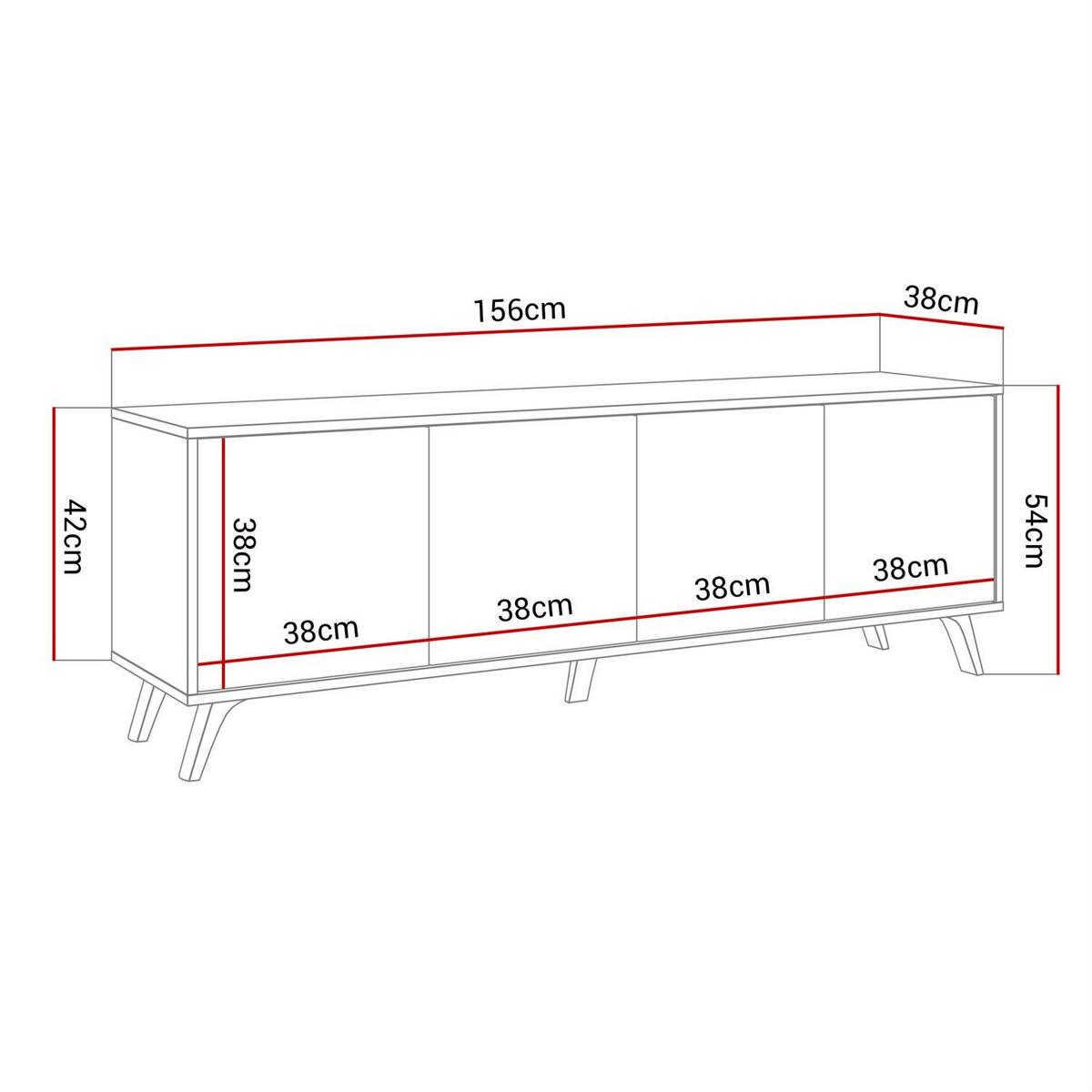 TV-ELEMENT SANAYI auf weißen Beinen Hochglanz Weiß - Weiß Hochglanz, Holzwerkstoff (156/54/38cm) - Lookway