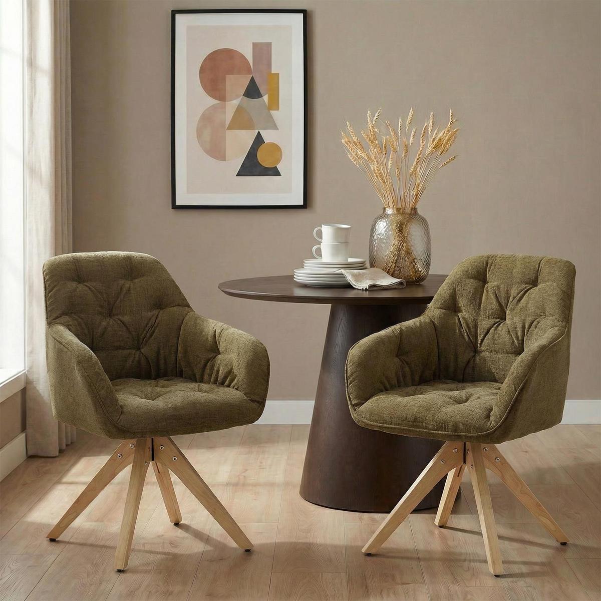 ESSZIMMERSTÜHLE SAGA 2er-Set olivgrün - Olivgrün, Textil (57/81/62cm) - IDIMEX