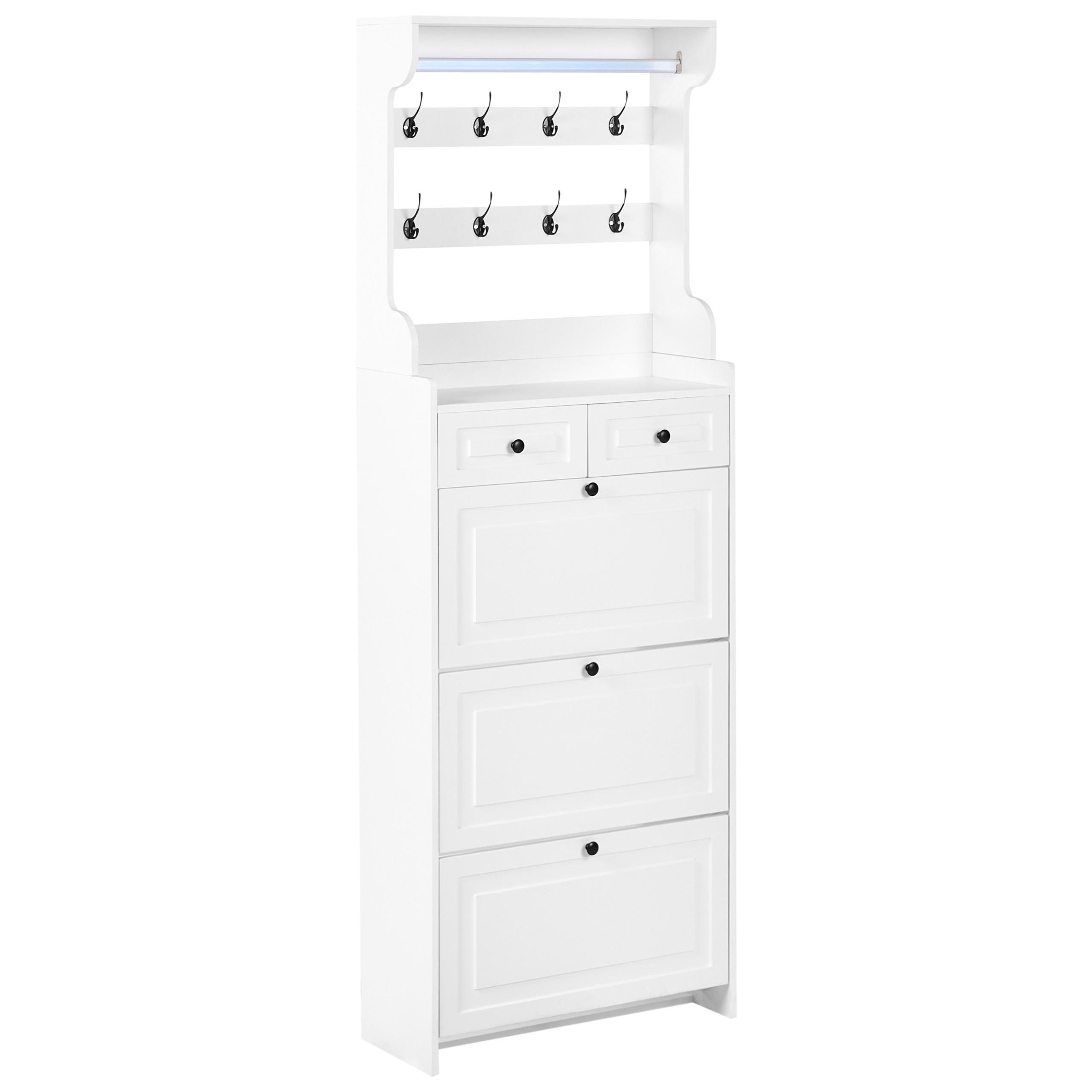 SCHUHSCHRANK Weiß Dalhousie - Weiß, Holzwerkstoff (70/200/30cm) - Beliani
