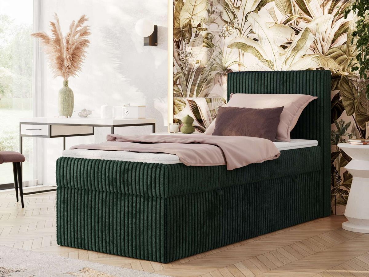 BOXBETT TILIANO 90/200 - Dunkelgrün Cord - H3 - Rechts - Dunkelgrün, Textil (90/200cm) - MKS