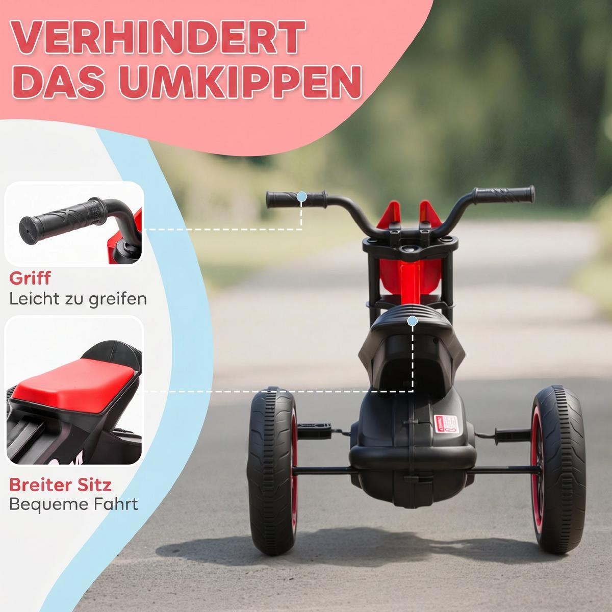 DREIRAD Kunststoff Stahl Rot - Rot, Kunststoff (79/44/50cm) - AIYAPLAY