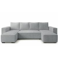 WOHNLANDSCHAFT CUDDY U mit Schlaffunktion und Bettkasten, Farbe: Grau, Cordstoff - Grau, Textil (305/85/140cm) - Storez24