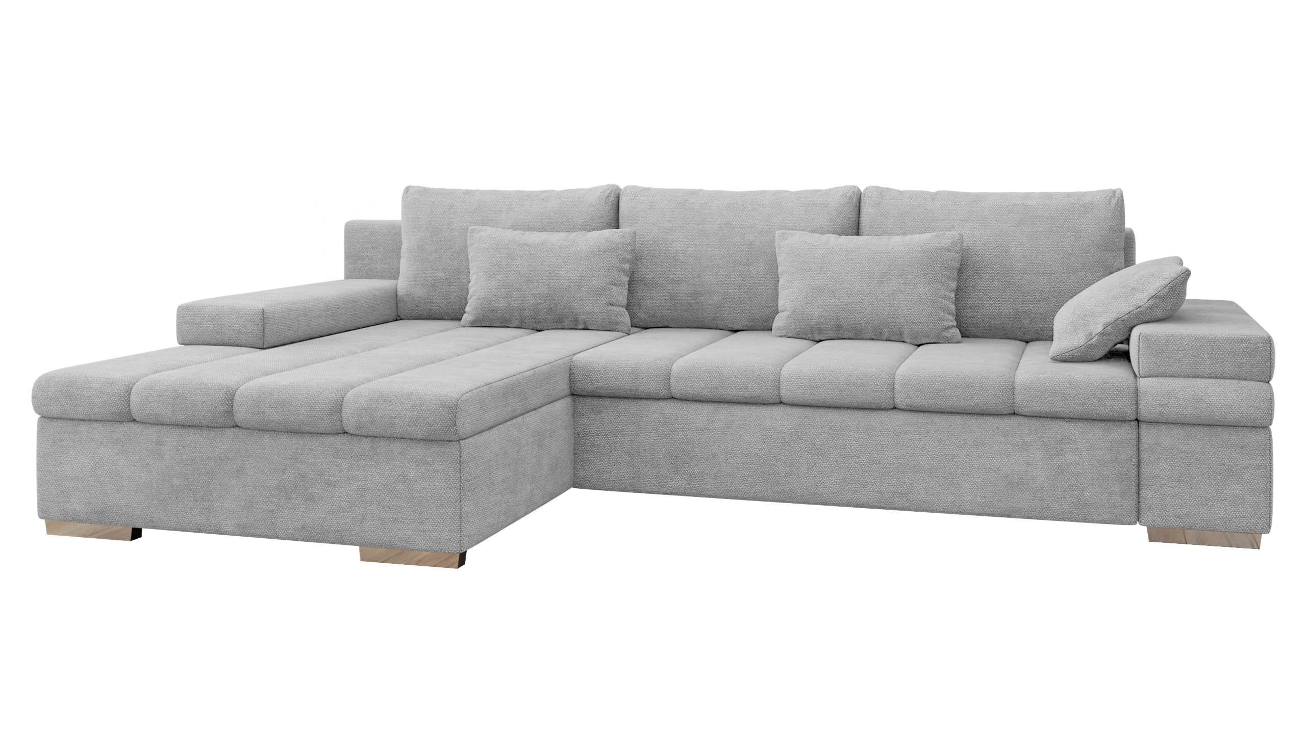 ECKSOFA Bangkok, Seite: Links - Silberfarben/Alufarben, Holz/Textil (310/175cm) - MIRJAN24