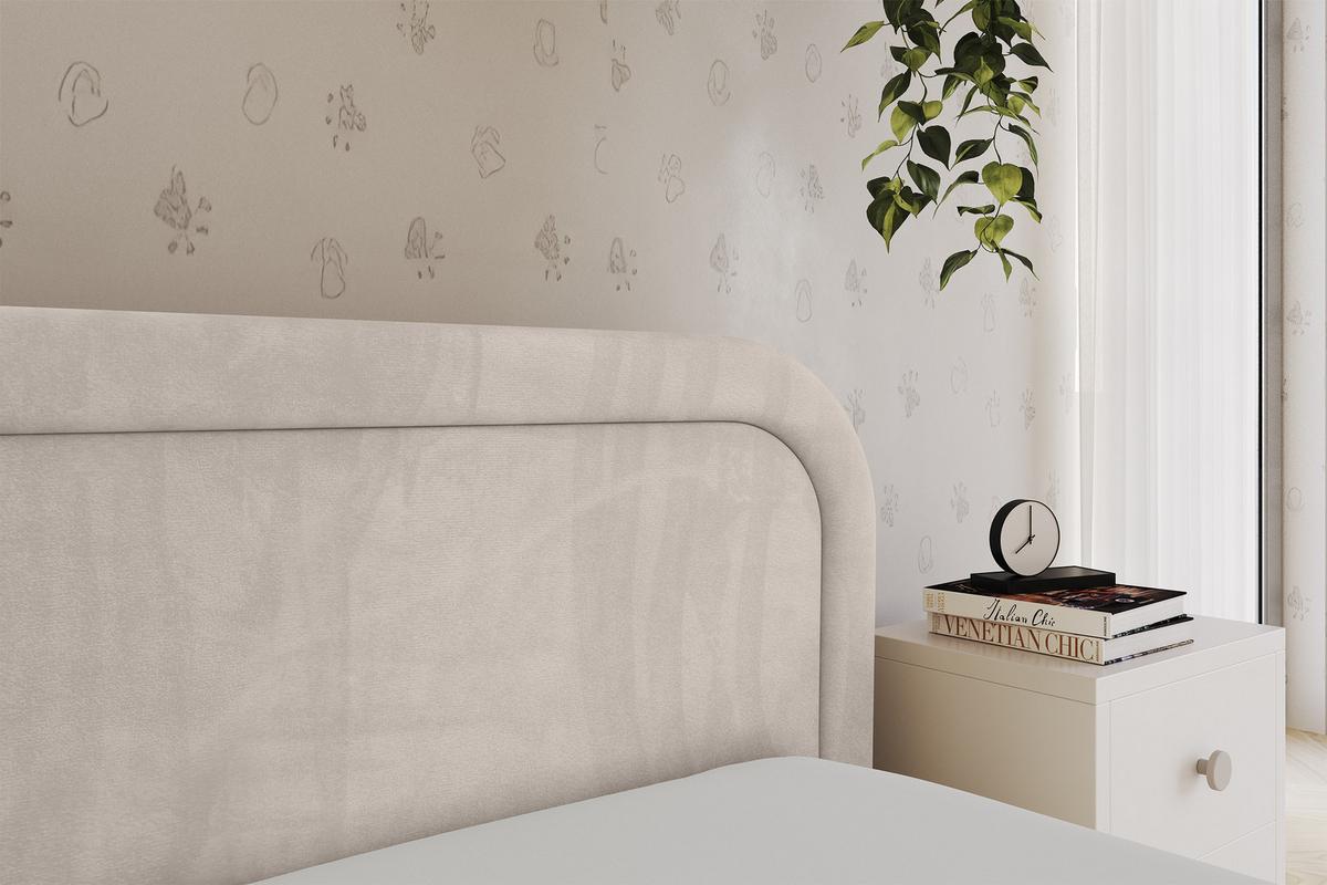 EINZELLBETT Jugendbett mit Bettkasten und Matratze H3/H4, Links - JOVY 80x200 Beige - Ecru, Holzwerkstoff/Textil (80/200cm) - ALTDECOR