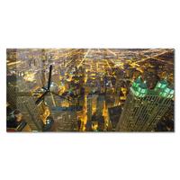 WANDUHR aus Glas 60x30 cm - Stadt bei Nacht - Gelb, Glas (60/30/0.4cm) - TULUP