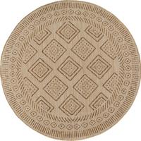 TEPPICH Flachgewebe, Outdoor, Fußbodenheizung-geeignet, mit Rautenmuster, VIGOLENO in Beige-Braun, Ø 160 cm - Beige, Textil (160/160cm) - KADIMA DESIGN