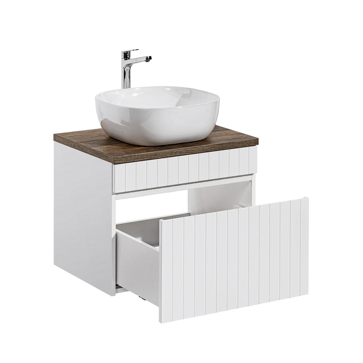 BADMÖBEL 60cm Zelie 2er-Set Weiß - Weiß, Holzwerkstoff (60/48/46cm) - Petits-meubles