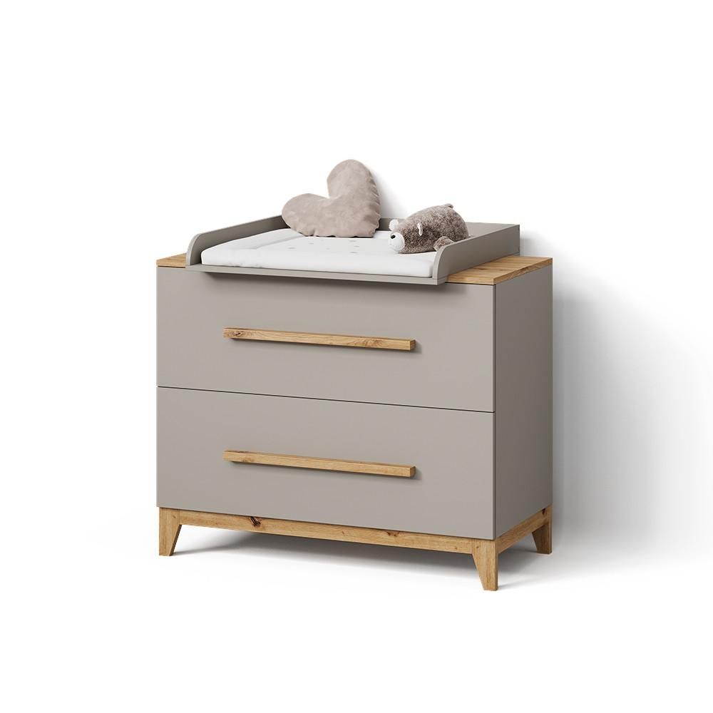 WICKELKOMMODE Mailo Cashmere/Artisan mit 2 Schubladen - Kaschmir/Eiche Artisan, Holzwerkstoff (108/98/70cm) - Livinity®