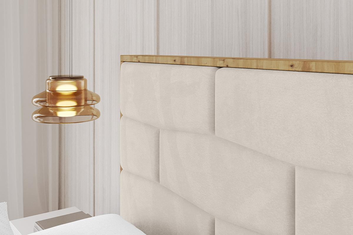 POLSTERBETT mit Bettkasten, Fußteil und Lattenrost, Boxbett mit Matratze H3/H4 - ENZO8-Z 200x200 Beige - Beige, Holzwerkstoff/Textil (200/200cm) - ALTDECOR