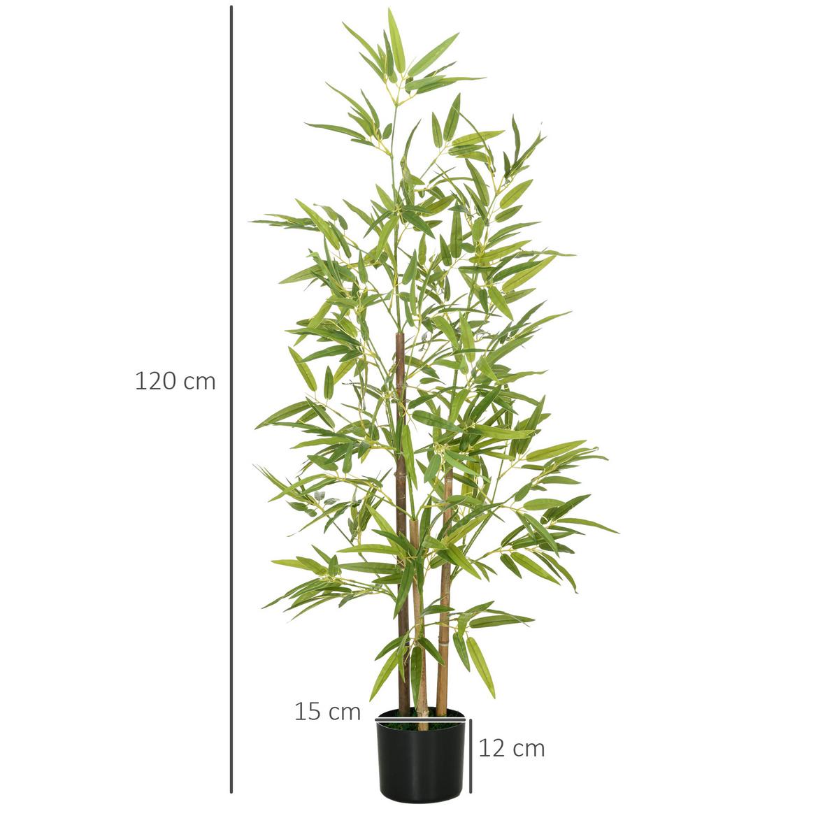 KÜNSTLICHE Pflanzen 2er Set, Kunst Bambus, 120 cm - Grün, Kunststoff (120cm) - HOMCOM