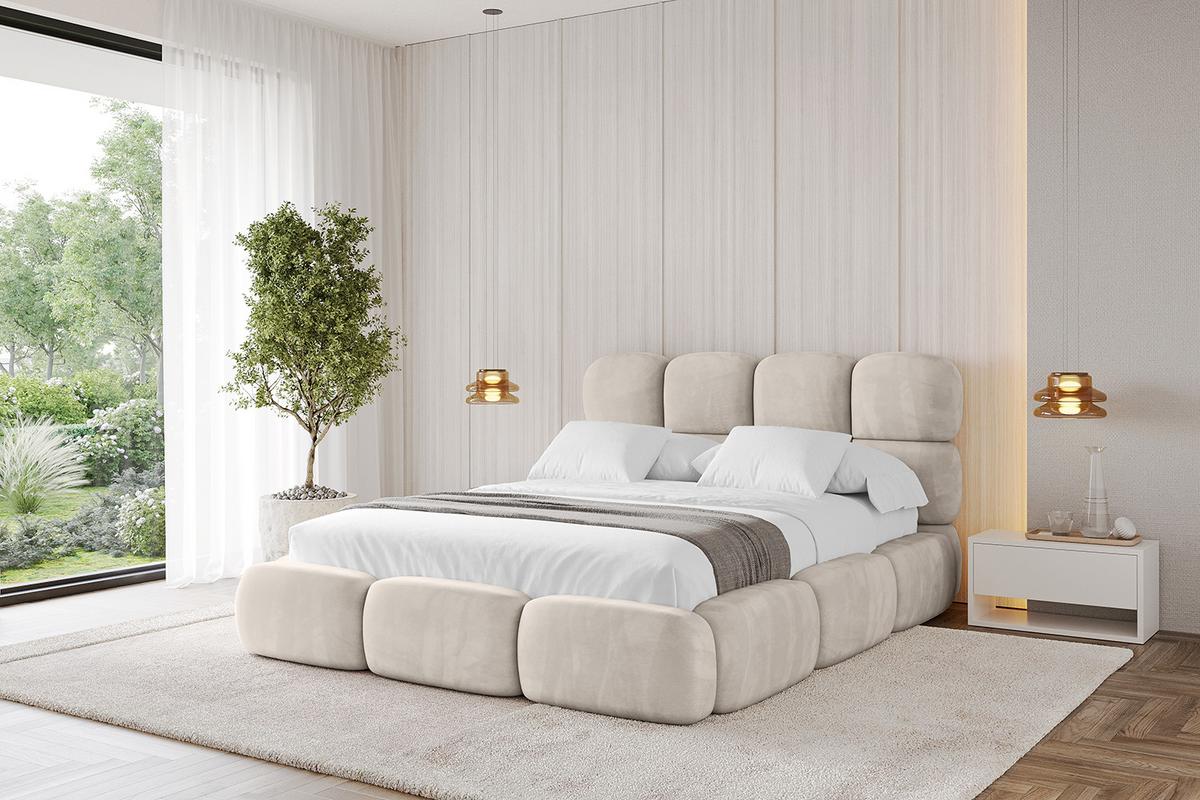 POLSTERBETT mit Bettkasten und Lattenrost, Bett mit Matratze H3/H4 - NOMA 180x200 Beige - Beige, Holzwerkstoff/Textil (180/200cm) - ALTDECOR