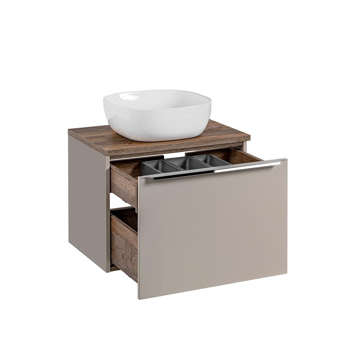 BADMÖBEL 60cm Éros 2er-Set Taupe - Taupe, Holzwerkstoff (60/48/46cm) - Petits-meubles