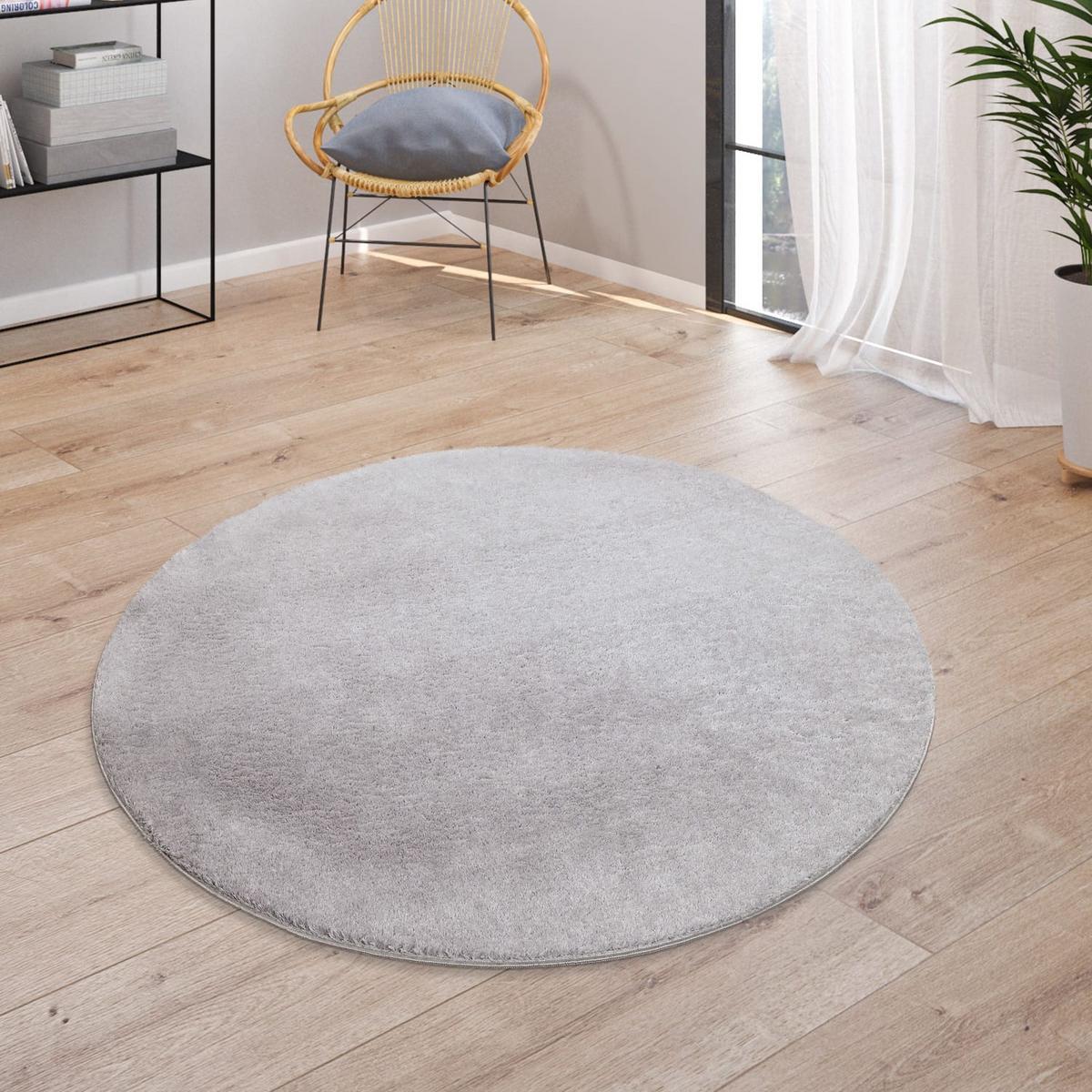 KURZFLORTEPPICH, einfarbig, Grau, Ø 80 cm - Grau, Textil (80/80cm) - KADIMA DESIGN