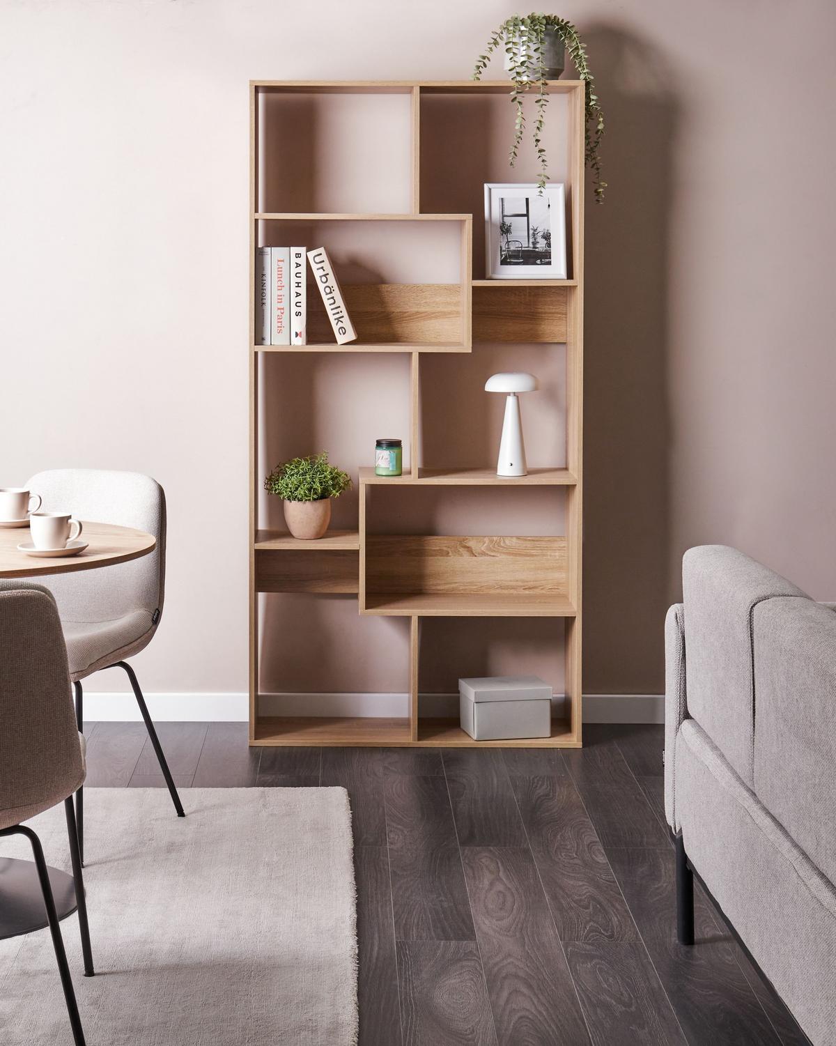 BÜCHERREGAL mit 6 Ebenen 180 cm Hellbraun Chateh - Hellbraun, Holzwerkstoff (90/180/29cm) - Beliani