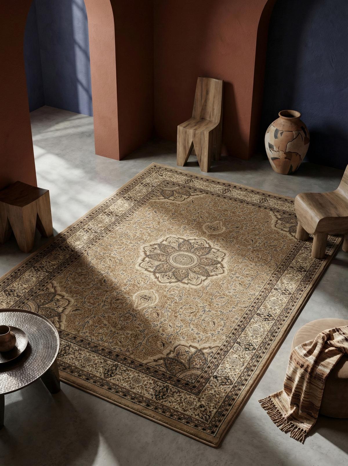 TEPPICH Kurzflor GEISLER in Beige, orientalisch, 120 x 170 cm - Beige, Textil (170/120cm) - KADIMA DESIGN