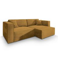 ECKSOFA NERIO M Gelb Velours-Stoff mit Schlaffunktion - Gelb/Grau, Holz/Kunststoff (245/148cm) - MASSENO