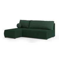 ECKSOFA PARVELO Grün Plüsch-Stoff mit Schlaffunktion - Grün, Holz (200/143cm) - MASSENO