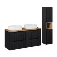 BADMÖBEL 120.4cm Riva 2er-Set Schwarz und Holz - Schwarz, Holzwerkstoff (120.4/59/40cm) - Petits-meubles