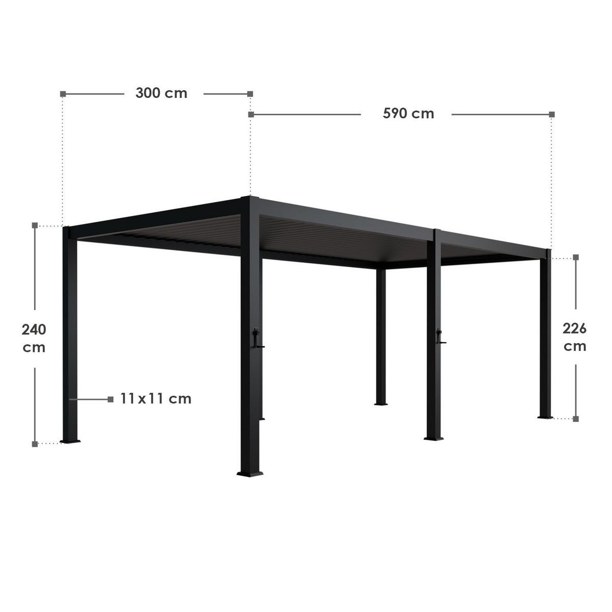 PERGOLA/ LAMELLENDACH Tahiti 3x5,9 m anthrazit - Anthrazit, Metall (590/240/300cm) - Juskys