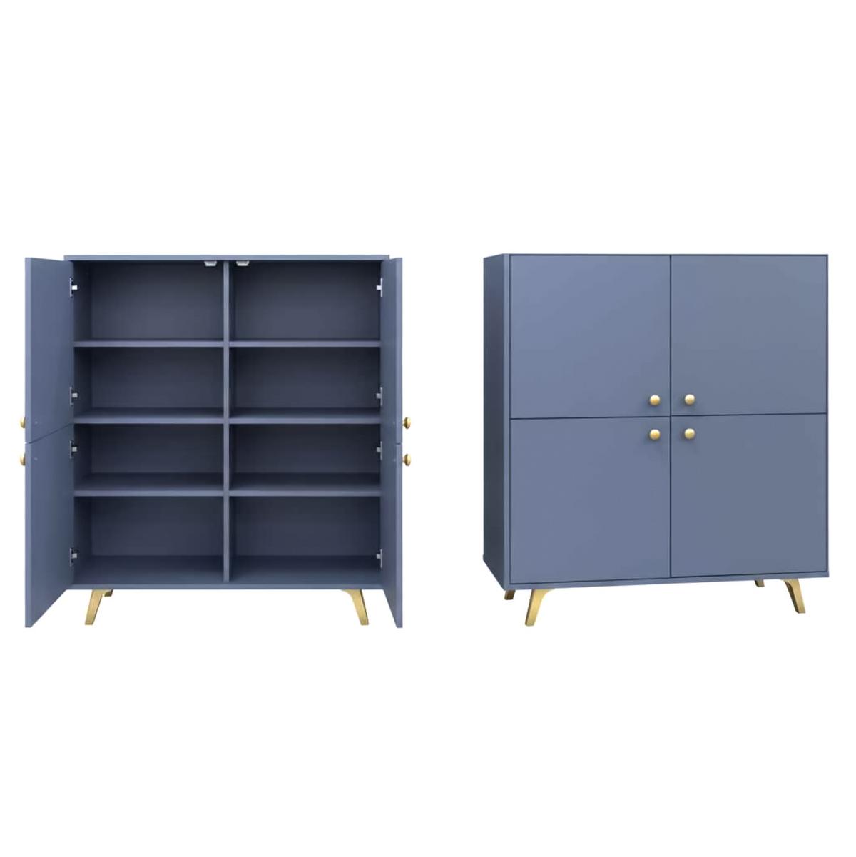 KOMMODE GALIO 140/86/41cm mit Schubladen 4 Türen Blau - Blau, Holzwerkstoff (140/86/41cm) - MASSENO