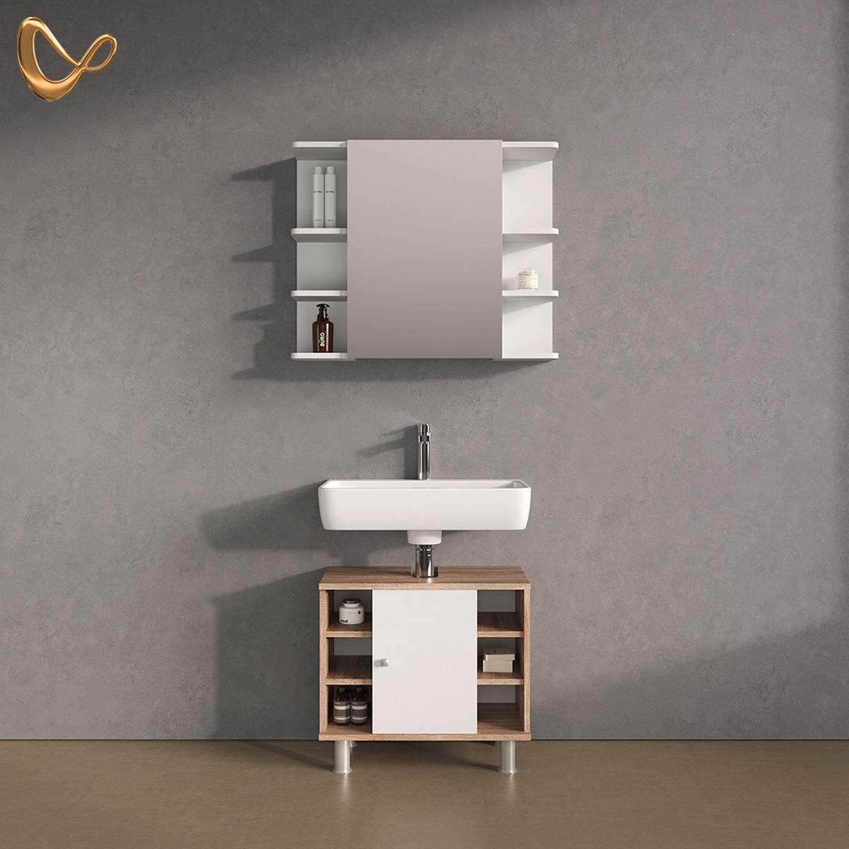BADMÖBEL-SET Fucino Sonoma 2 Teile - Sonoma Eiche, Holzwerkstoff (60/54/32cm) - Livinity®