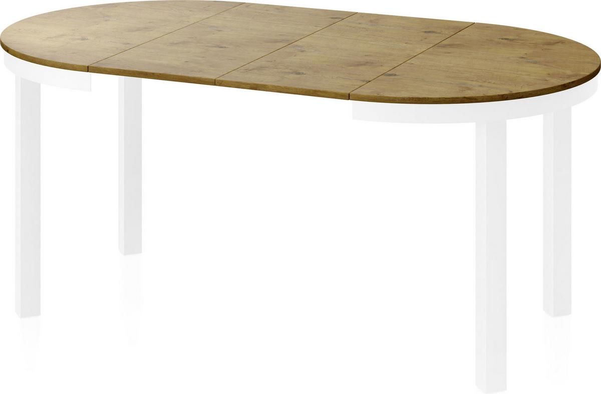 ESSTISCH Rowan Weiß runder ausziehbarer, Lancelot Eiche 100-176/100/76 cm - Eichefarben/Weiß, Holzwerkstoff/Metall (100/176/76cm) - WFL GROUP
