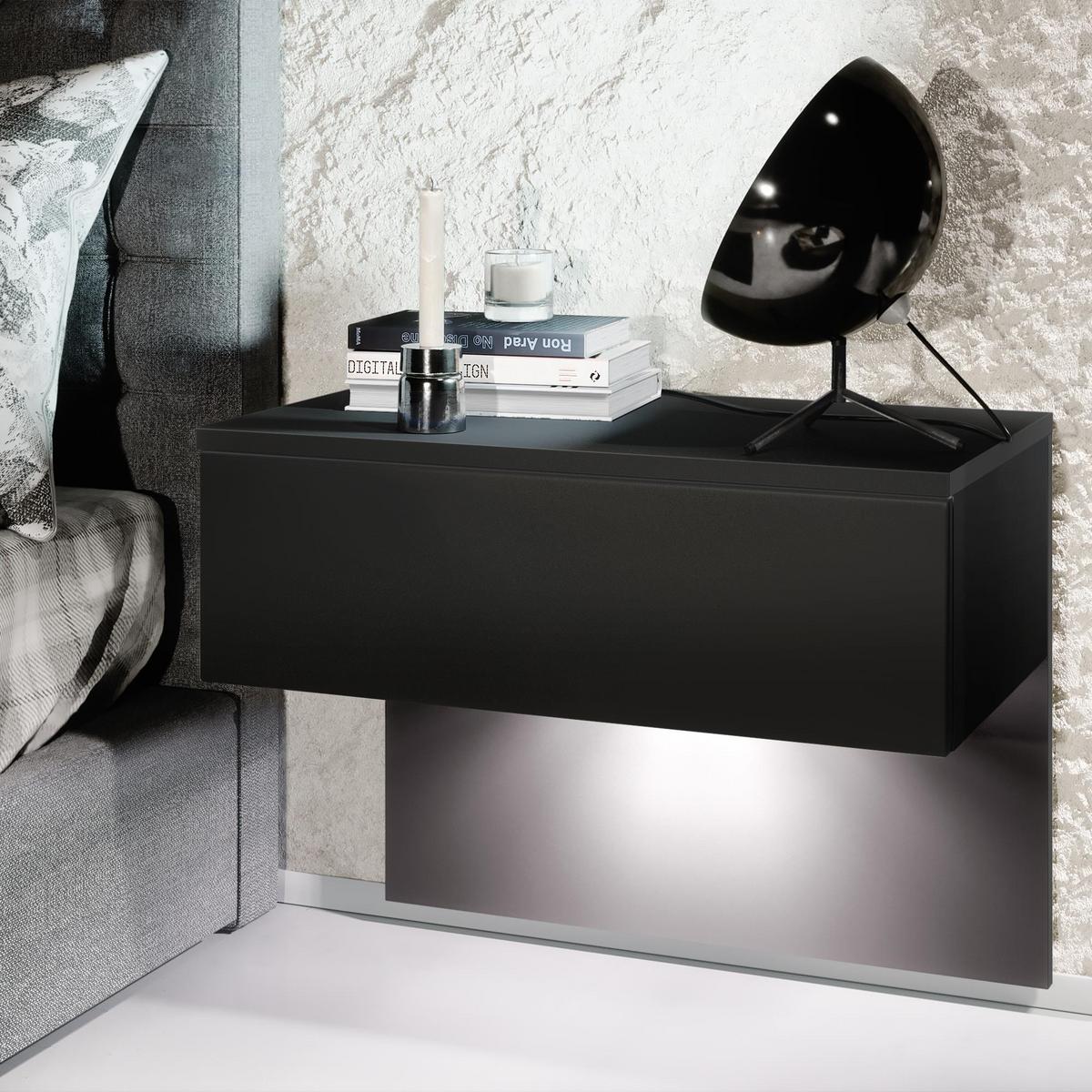 NACHTTISCH Sleep Fronten in Schwarz matt - Schwarz, Holzwerkstoff (60/46/35cm) - Vladon