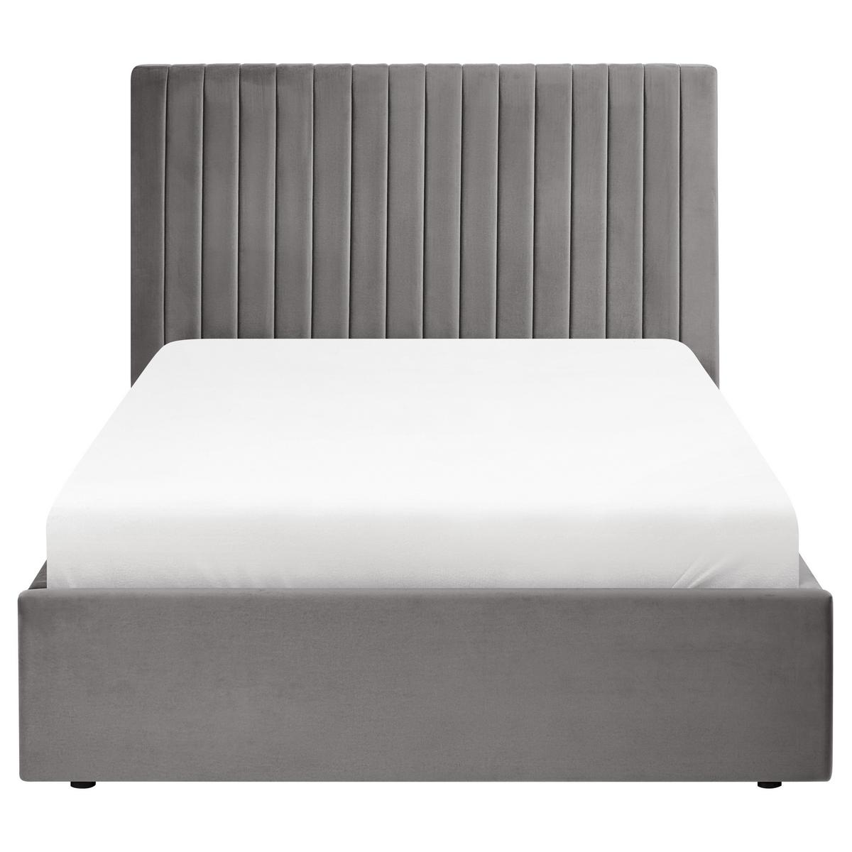 BETT mit Stauraum 120/200 cm Samtstoff Grau Vion - Grau, Textil (120/200cm) - Beliani