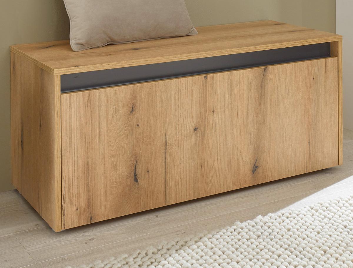 GARDEROBENBANK Evoke Eiche, grau 100 cm, Garderobe Sitzbank mit Stauraum - Eichefarben/Schwarz, Holzwerkstoff/Kunststoff (100/45/45cm) - Furn.Design