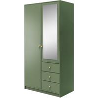 DREHTÜRENSCHRANK Solea Lux mit 2 Türen und 3 Schubladen, Grün - Goldfarben/Grün, Holzwerkstoff (100/200/57.5cm) - Beautysofa