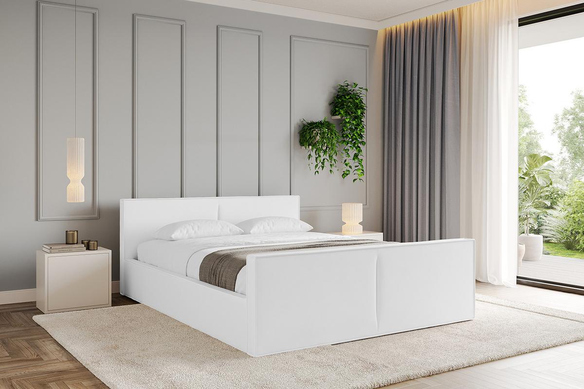 POLSTERBETT mit Bettkasten, Fußteil und Lattenrost, Boxbett mit Matratze H3/H4 - EMMI-Z-V1 180x200 Weiß Kunstleder - Weiß Hochglanz, Holzwerkstoff/Textil (180/200cm) - ALTDECOR